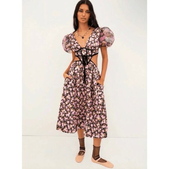 B22 For Love & Lemons Maddison Dress Womens XS Corset Swiftie Coquette Romantic - Picture 1 of 10